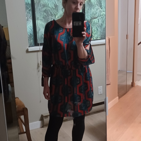 Silk orange off the shoulder dress - Picture 3 of 7